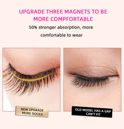 Style 3 Black Magnetic False Eyelashes Kit - 3 Pairs with Applicator Clip and Mirror Case