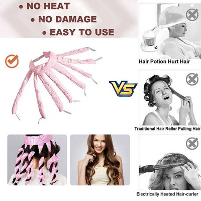 Brown Heatless Octopus Hair Curlers 2-Pack - 50cm Soft Fabric Curling Rods for Effortless, Damage-Free Curls