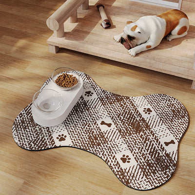 Brown And White Pet Feeding Mat 50x70cm - Anti-Slip, Durable Diatom Mud Mat for Dogs and Cats, Easy to Clean