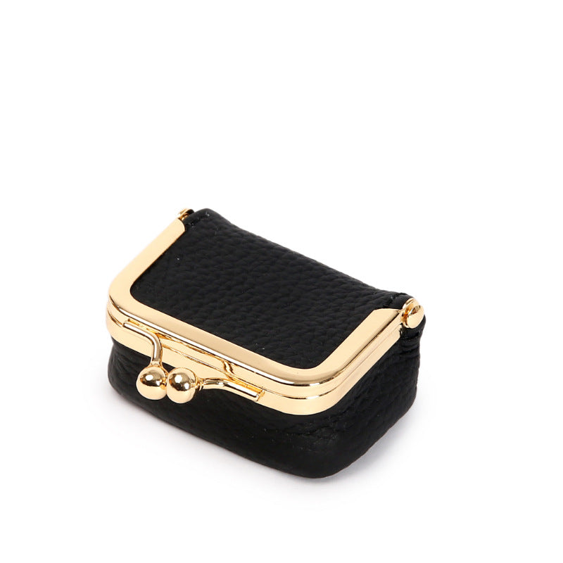 Black Mini Jewelry Pouch - Compact PU Leather Coin Purse for Earrings, Rings, and Necklaces, 6.5x5x3.5cm
