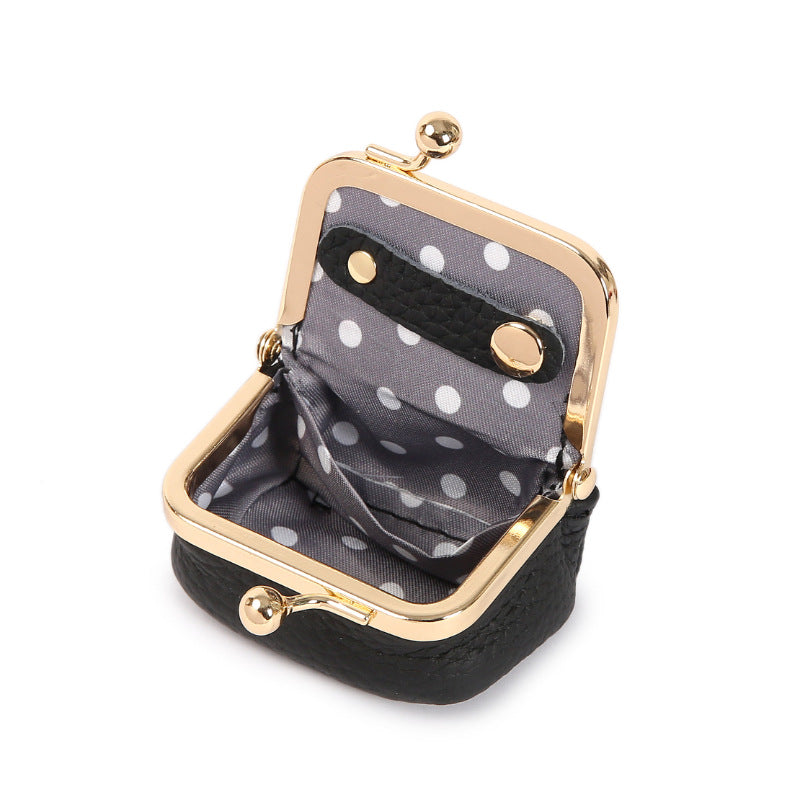 Black Mini Jewelry Pouch - Compact PU Leather Coin Purse for Earrings, Rings, and Necklaces, 6.5x5x3.5cm