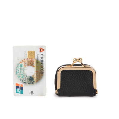 Black Mini Jewelry Pouch - Compact PU Leather Coin Purse for Earrings, Rings, and Necklaces, 6.5x5x3.5cm