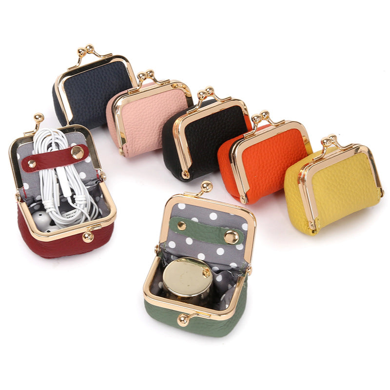 Pink Mini Jewelry Pouch - Compact PU Leather Coin Purse for Earrings, Rings, and Necklaces, 6.5x5x3.5cm