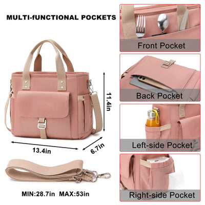 Green Spacious Insulated Lunch Bag - Wide Open Design, Removable Strap, Side Water Bottle Pockets - Perfect for Work, Picnic & Travel