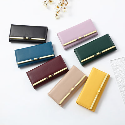 Claret Red Elegant Women's Long Wallet - Clutch Purse with Zip Coin Pocket & Card Slots