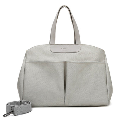 Size Large Grey Stylish Multi-Function Diaper Bag - Insulated Tote with Shoulder Strap for Baby Essentials