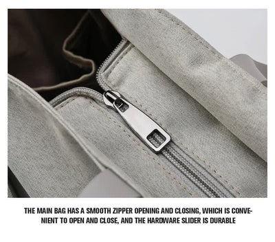 Size Large Grey Stylish Multi-Function Diaper Bag - Insulated Tote with Shoulder Strap for Baby Essentials