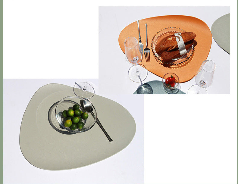 4 Pcs Pink Nordic-Style PVC Leather Placemats Set of 4 - Waterproof, Heat-Resistant, and Oil-Proof Triangular Table Mats