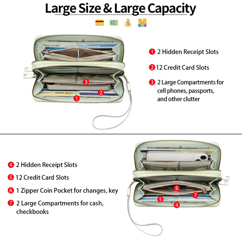 Blue Floral Embossed Large Capacity Women&