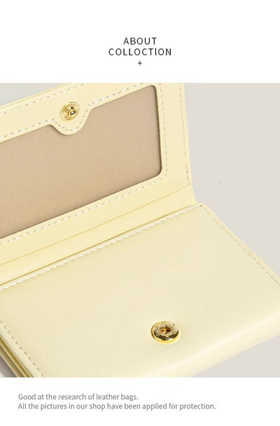 Pink Compact Women's Bow-Accent Wallet - Fresh Minimalist PU Leather Foldable Card Holder with Multiple Slots