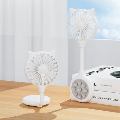 2 Pcs White Portable USB Mini Fan with Suction Cup - 360-Degree Adjustable Foldable Desktop Fan with 3 Speed Settings