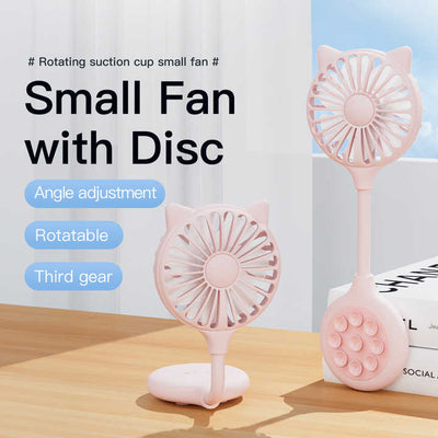 2 Pcs White Portable USB Mini Fan with Suction Cup - 360-Degree Adjustable Foldable Desktop Fan with 3 Speed Settings