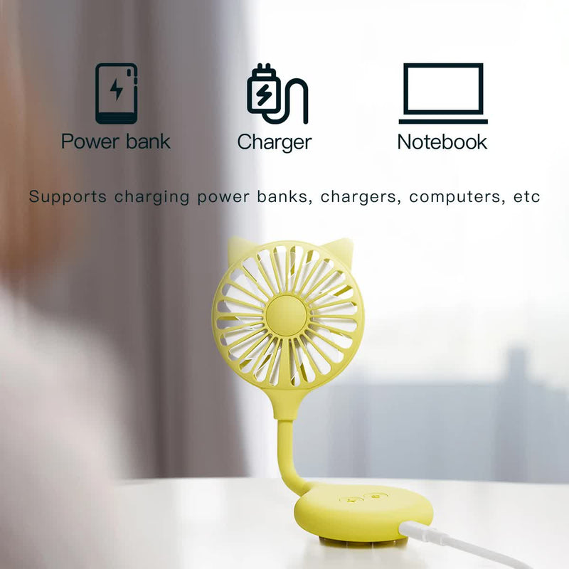 2 Pcs White Portable USB Mini Fan with Suction Cup - 360-Degree Adjustable Foldable Desktop Fan with 3 Speed Settings