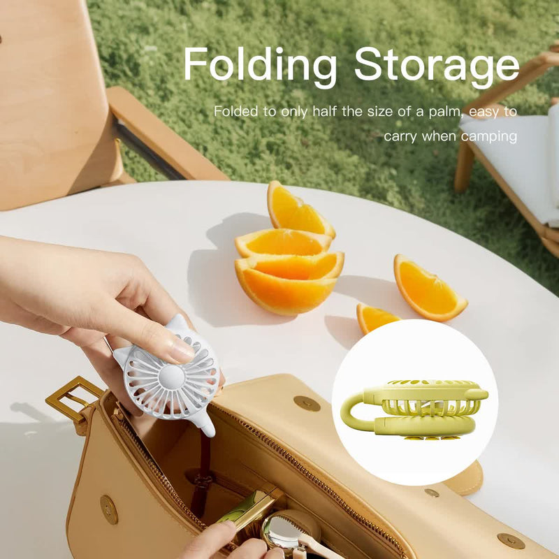2 Pcs Yellow Portable USB Mini Fan with Suction Cup - 360-Degree Adjustable Foldable Desktop Fan with 3 Speed Settings