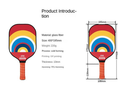 Style 3 Colorful Geometric Patterns Fiberglass Pickleball Paddle - Lightweight 220g with Anti-Slip TPU Grip for Outdoor Sports