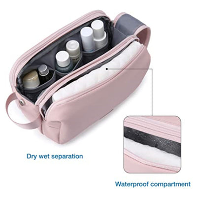 Pink Stylish Waterproof Travel Toiletry Bag Organizer - Large Capacity Shaving Kit & Makeup Case(Makeup is a prop for shooting and is not included)