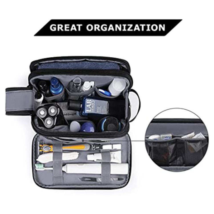 Grey Stylish Waterproof Travel Toiletry Bag Organizer - Large Capacity Shaving Kit & Makeup Case(Makeup is a prop for shooting and is not included)