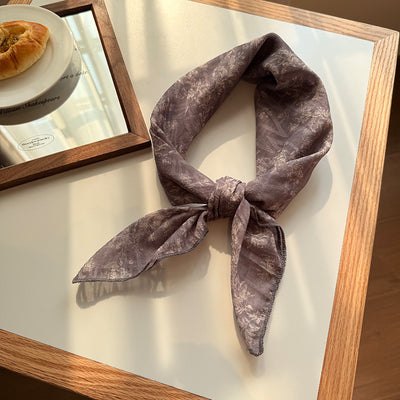 Style 6 Purple Versatile Patterned Square Scarf | 65x65cm Lightweight Polyester Neckerchief Headband | Vintage Polka Dot & Floral