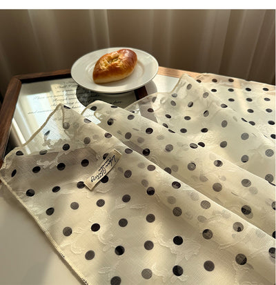 Style 7 Light Khaki Versatile Patterned Square Scarf | 65x65cm Lightweight Polyester Neckerchief Headband | Vintage Polka Dot & Floral