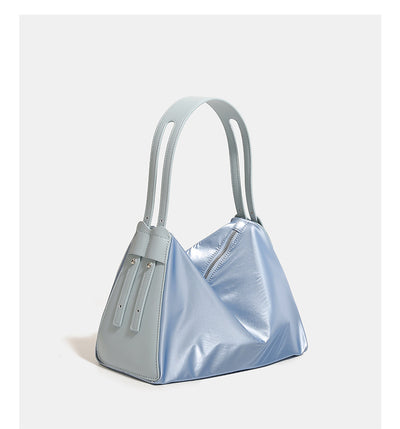 Blue Luminous Silver Nylon Underarm Shoulder Bag - Convertible Crossbody Hobo with Pouch - Lightweight & Modern