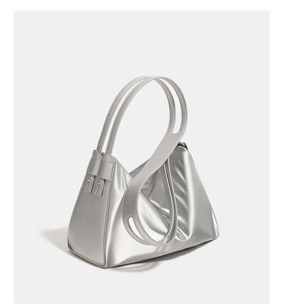 Blue Luminous Silver Nylon Underarm Shoulder Bag - Convertible Crossbody Hobo with Pouch - Lightweight & Modern