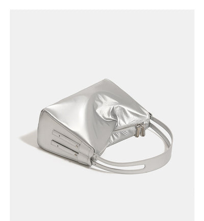 Blue Luminous Silver Nylon Underarm Shoulder Bag - Convertible Crossbody Hobo with Pouch - Lightweight & Modern