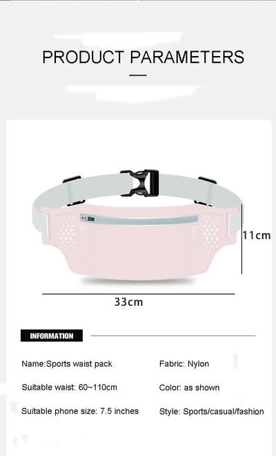 2 Pcs Black Lightweight Women's Running Waist Bag - Splash-Proof Fitness Belt with Stretchable Phone Storage