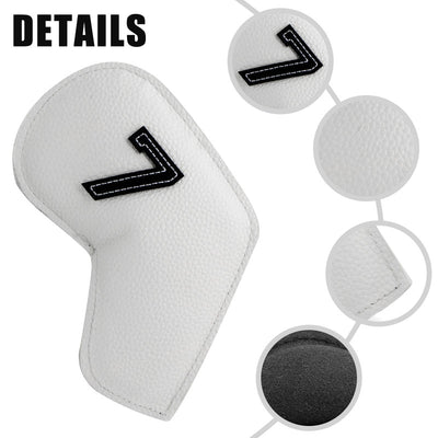 Khaki Golf Iron Head Covers Set of 10 - Waterproof PU Leather Club Protectors with Embroidered Numbers (3-9, P, A, S)