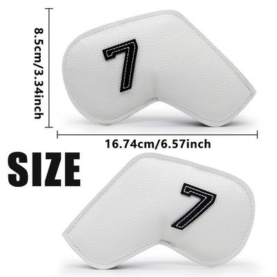 Yellow Golf Iron Head Covers Set of 10 - Waterproof PU Leather Club Protectors with Embroidered Numbers (3-9, P, A, S)