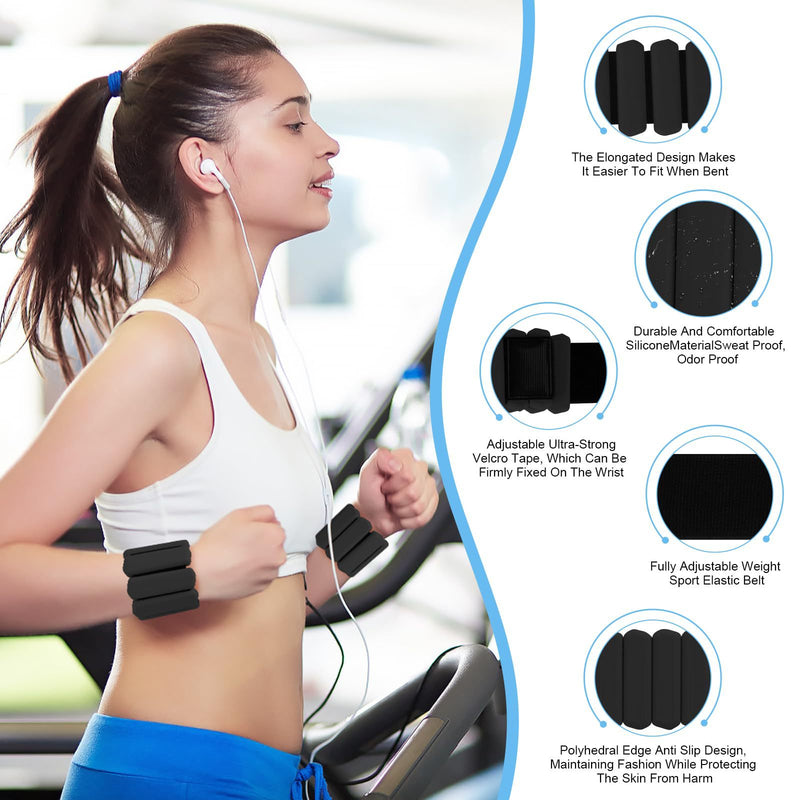 White Adjustable Silicone Wrist & Ankle Weights - 2lb Pair (900g) | Comfortable Fitness Resistance Bands for Workout, Running, Training