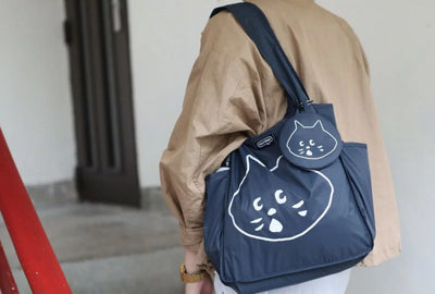 Dark Blue Foldable Waterproof Shopping Tote Bag Set - Large Capacity Lightweight Reusable Grocery Bag with Matching Pouch