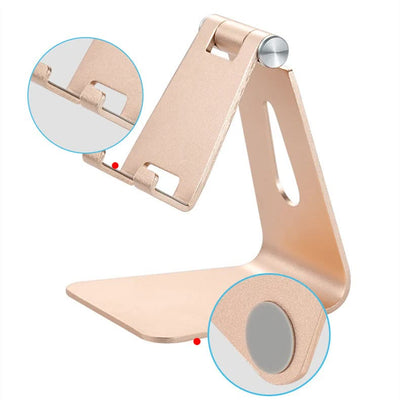 2 Pcs Pink Foldable Aluminum Alloy Phone & Tablet Stand - Adjustable Portable Desktop Holder