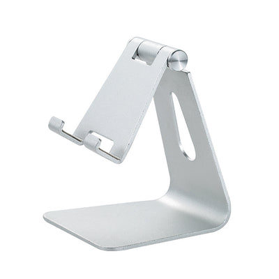 2 Pcs Silver Foldable Aluminum Alloy Phone & Tablet Stand - Adjustable Portable Desktop Holder