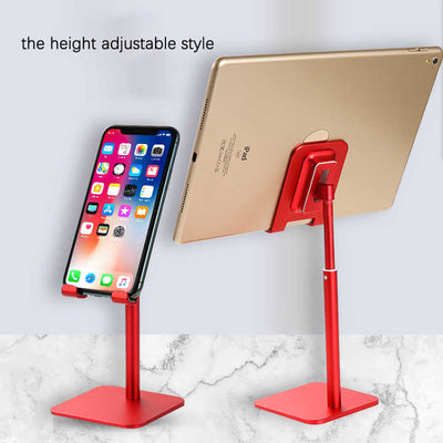 Silver Adjustable Aluminum Alloy Phone and Tablet Stand - Telescopic Desktop Holder for Live Streaming and Hands-Free Use
