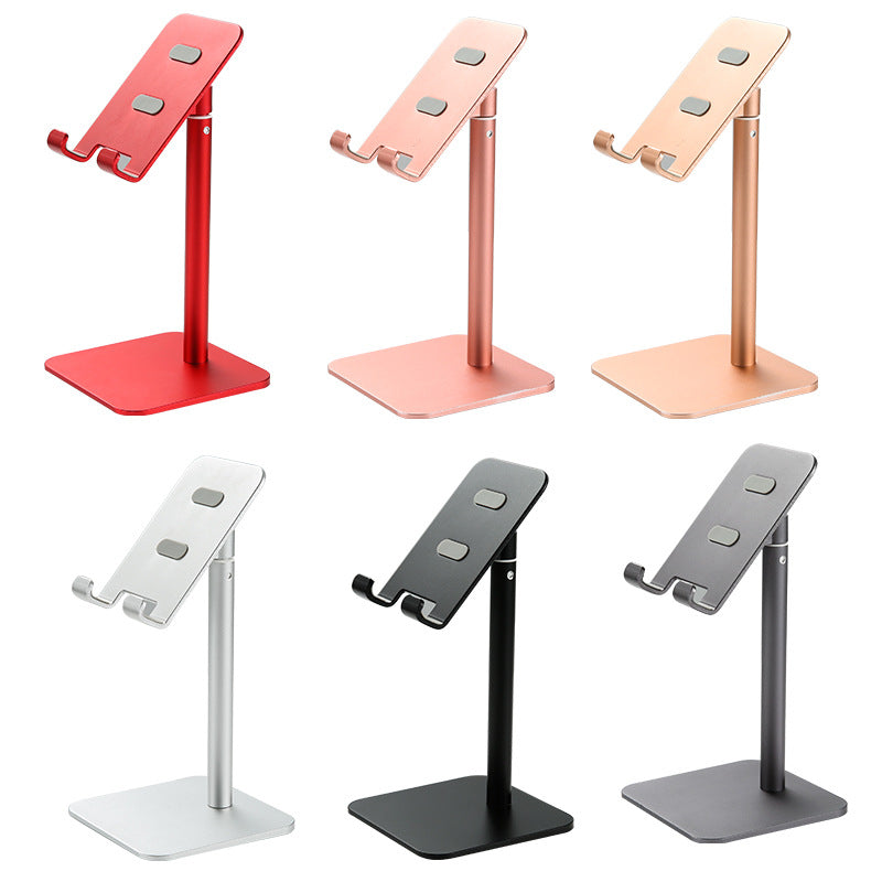 Red Adjustable Aluminum Alloy Phone and Tablet Stand - Telescopic Desktop Holder for Live Streaming and Hands-Free Use