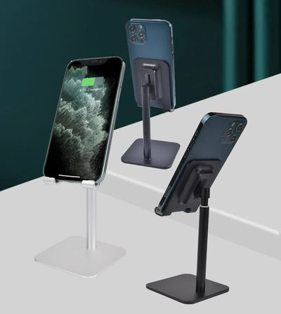 Rose Gold Adjustable Aluminum Alloy Phone and Tablet Stand - Telescopic Desktop Holder for Live Streaming and Hands-Free Use