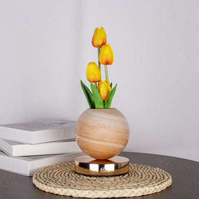 Yellow Tulip Night Light with Realistic Bouquet - Dreamy Planet LED Mood Lamp for Bedroom Decor with 3-Color Touch Dimming