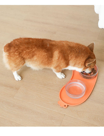 Orange Non-Slip Pet Feeding Mat - Waterproof Dog & Cat Food Bowl Placemat with Raised Edges