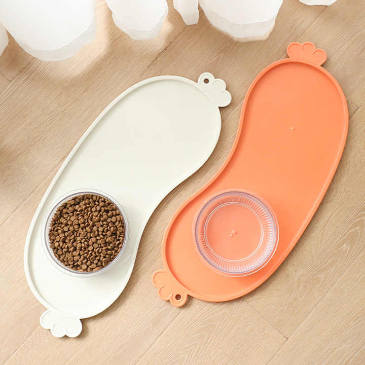 Green Non-Slip Pet Feeding Mat - Waterproof Dog & Cat Food Bowl Placemat with Raised Edges