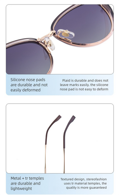 Black Frame Chic Cat Eye Polarized Sunglasses for Women - Lightweight UV Protection Fashion Eyewear