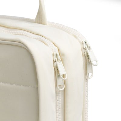 Size L Beige Quilted Hanging Toiletry Bag with Jewelry Organizer - Travel Cosmetic Case(31*12*23)