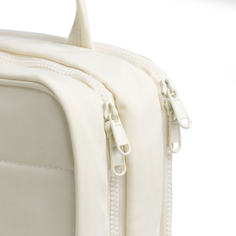 Size L Beige Quilted Hanging Toiletry Bag with Jewelry Organizer - Travel Cosmetic Case(31*12*23)