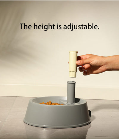 Beige Base Adjustable Height Pet Water Dispenser with Food Bowl Base - Non-Drip Bottle Feeder Station for Dogs & Cats
