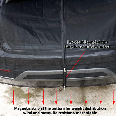 Size M Black Magnetic Car Window Sun Shade Screens & SUV Tailgate Mosquito Net Set - Breathable Bug Protection