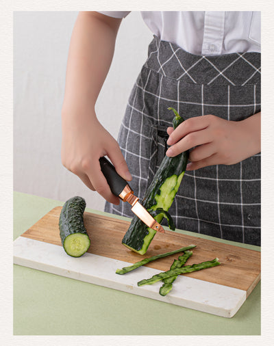 Black And Rose Gold 7-Piece Kitchen Gadget Set - Stainless Steel Utensils with Comfort Grip Handles