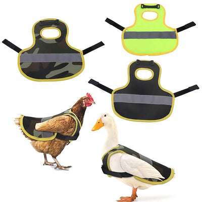4 Pcs Fluorescent Green High Visibility Chicken & Duck Safety Vest - Reflective Poultry Jacket