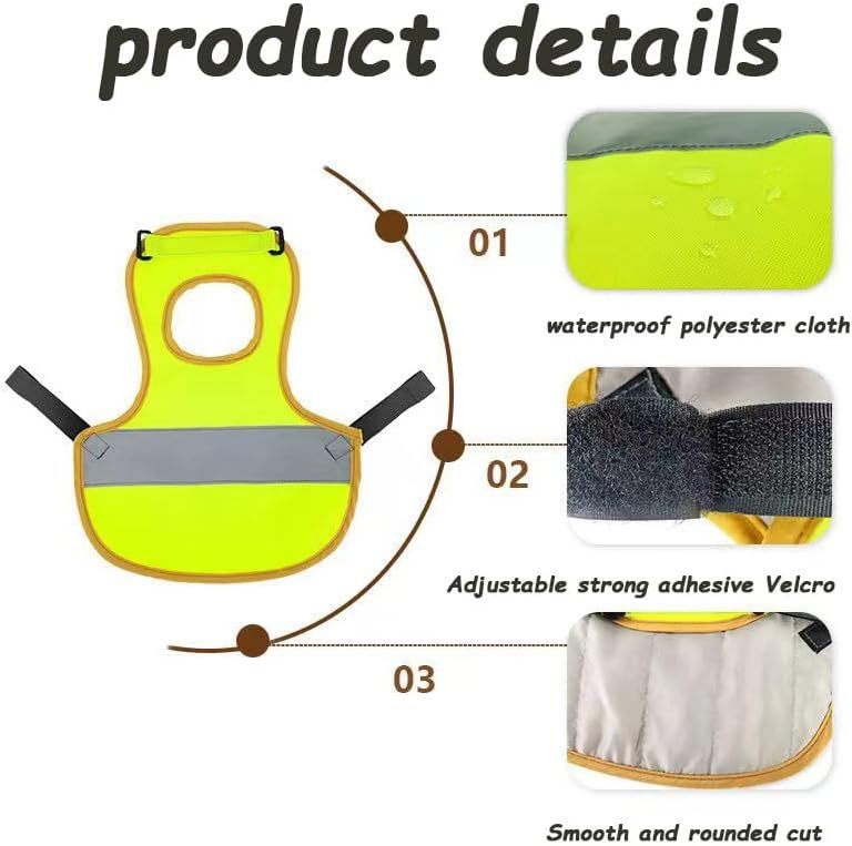 4 Pcs Fluorescent Green High Visibility Chicken & Duck Safety Vest - Reflective Poultry Jacket