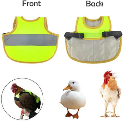 4 Pcs Fluorescent Green High Visibility Chicken & Duck Safety Vest - Reflective Poultry Jacket