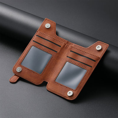 2 Pcs Brown Multifunction Stick-On Phone Wallet - PU Leather Card Holder with Zipper & Flip Cover