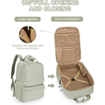 Khaki Large Capacity Travel Laptop Backpack - Sleek Business Shoulder Bag with Padded Compartment